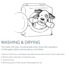 Mary Meyer Marshmallow Junior Stegosaurus is machine washable for easy cleaning