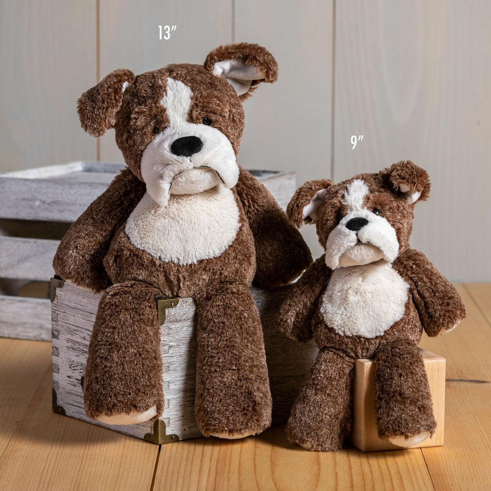 Mary Meyer Marshmallow Zoo Bradley Bulldog sitting pose, perfect for playtime and prop photos