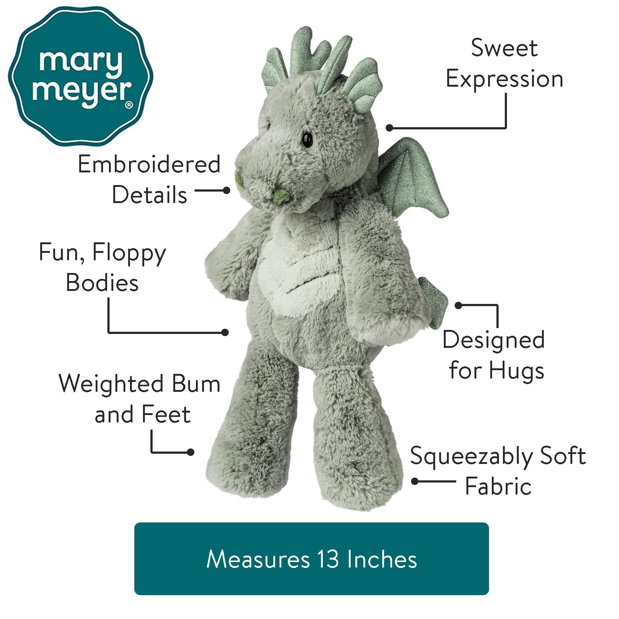 Mary Meyer Marshmallow Zoo Dragon soft fabrics invite lasting hugs.