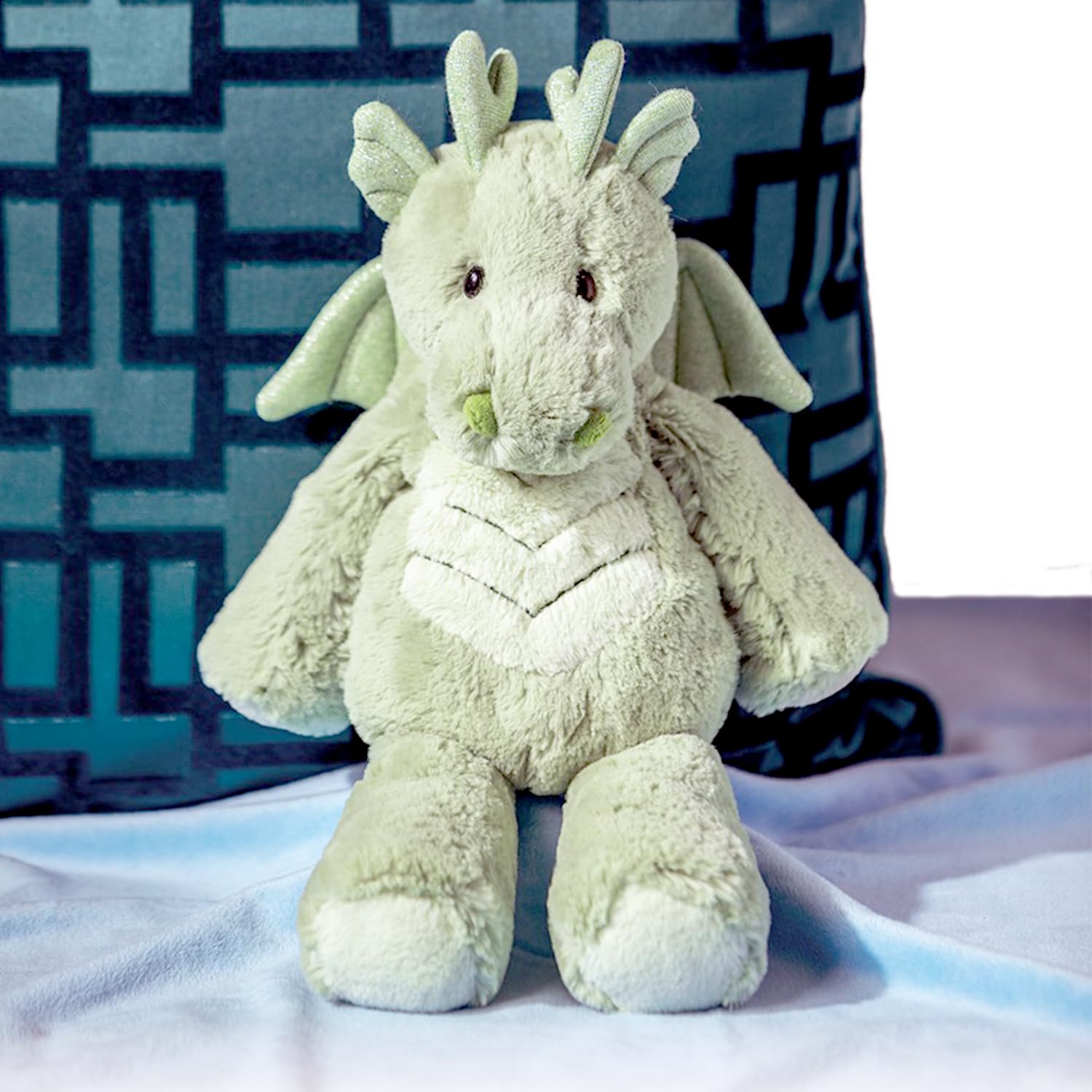 Mary Meyer Marshmallow Zoo Dragon sparkly green wings for playful charm.