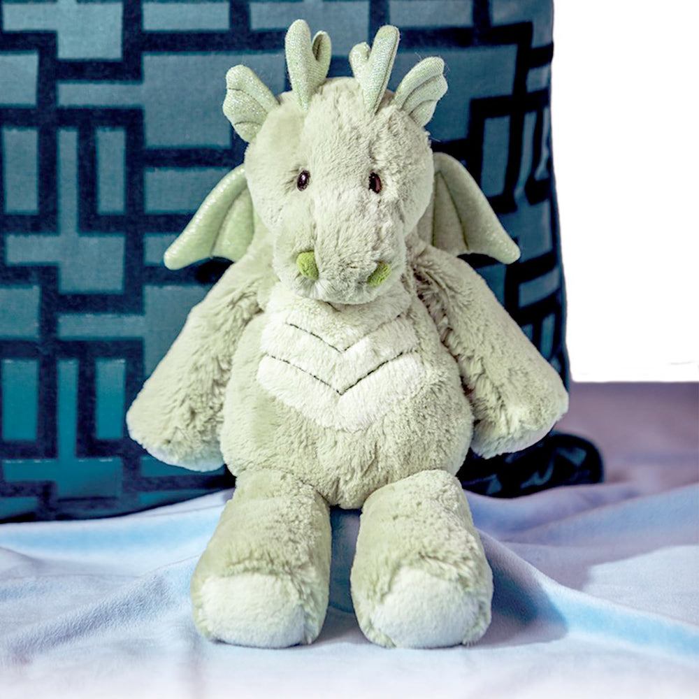 Mary Meyer Marshmallow Zoo Dragon sparkly green wings for playful charm.