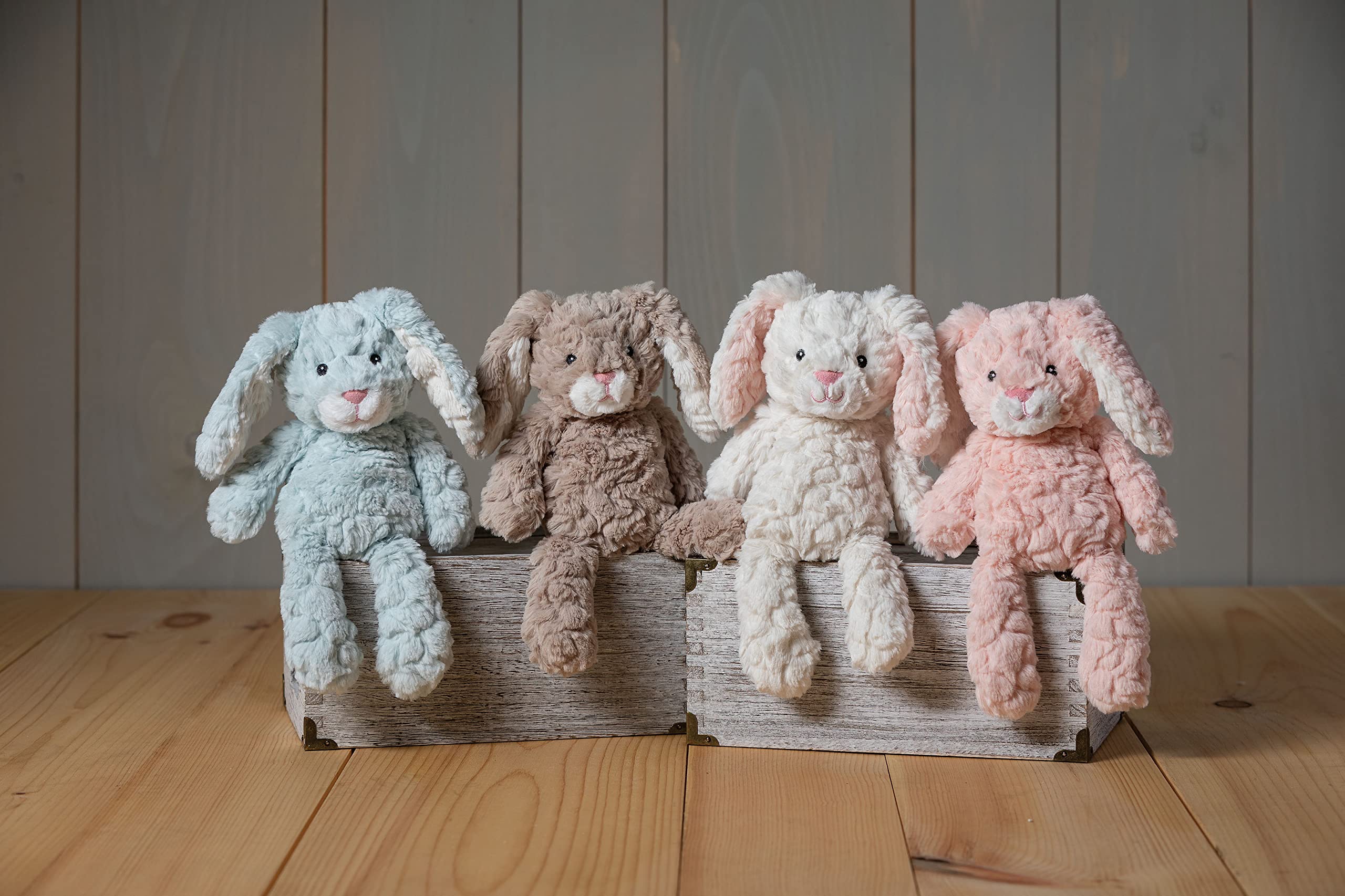 Mary Meyer Putty Bunny tan 11-inch weighted with bean bags for stable play.