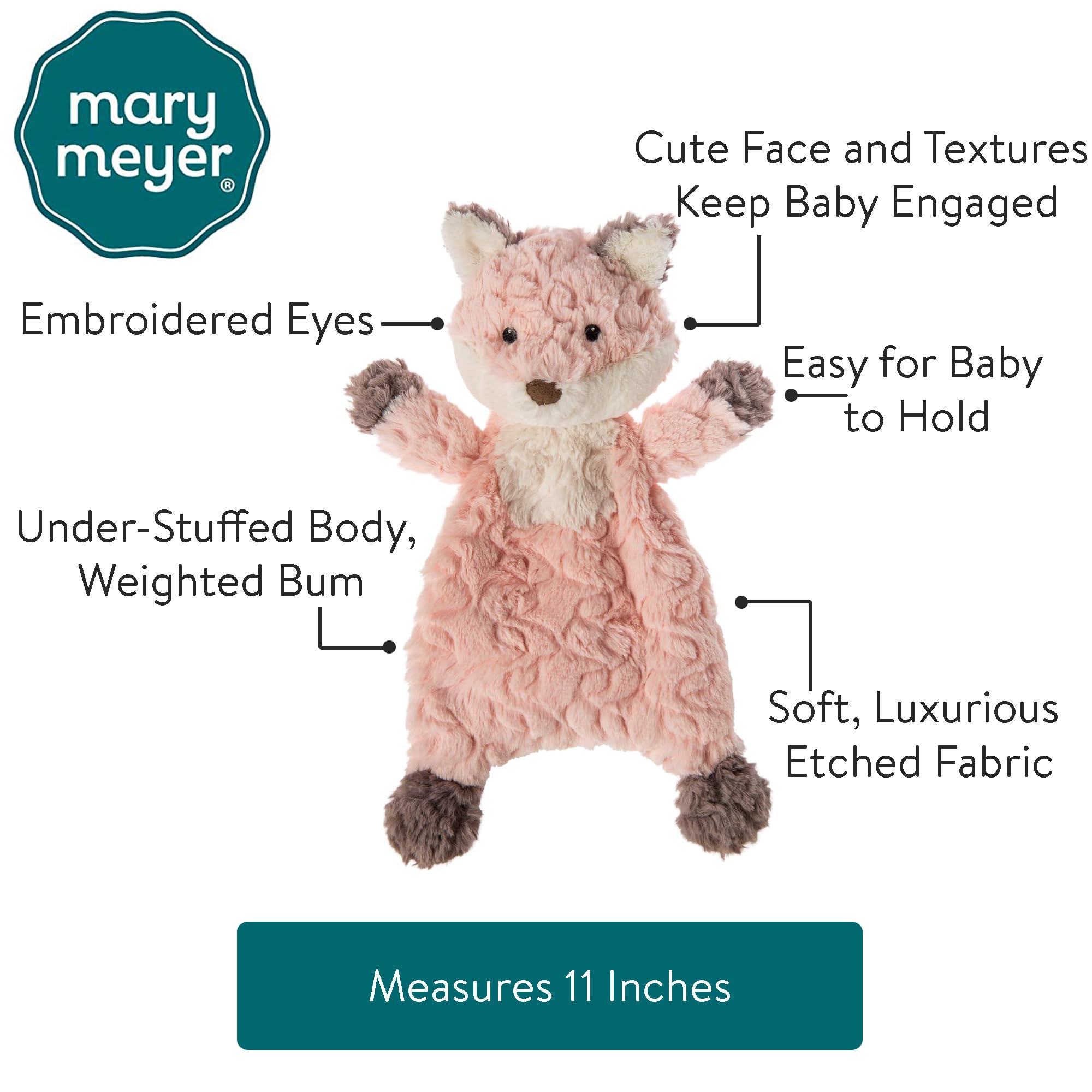 Ultra-soft textured fabric on Putty Fox invites tactile snuggles.
