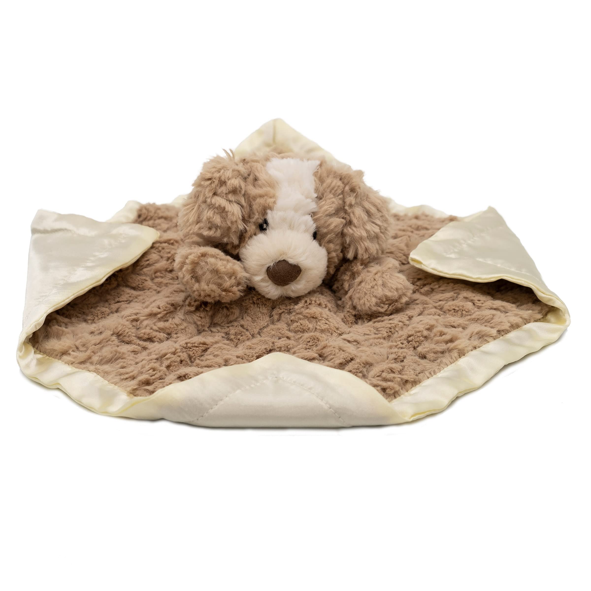 Mary Meyer Putty Nursery Hound Blanket features a soft nose for cuddly play.