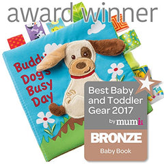 Squeaker inside Taggies Buddy Dog book adds gentle surprise during play