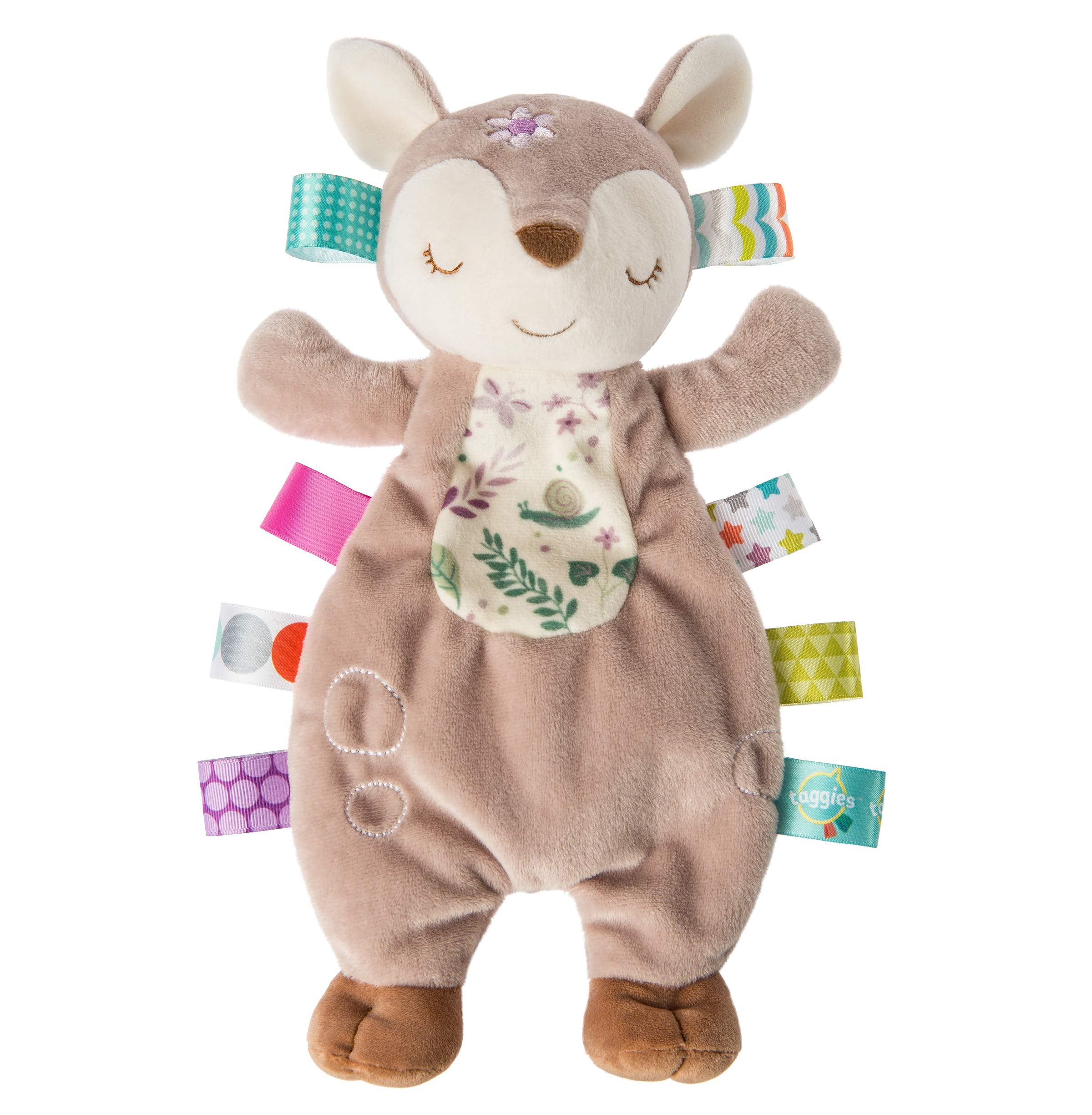 Mary Meyer Taggies Flora Fawn Lovey with embroidered sleepy eyes invites gentle cuddles.