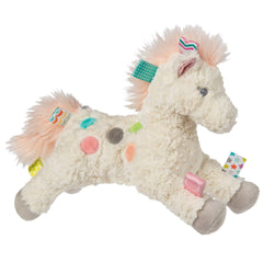 Mary Meyer Taggies Painted Pony on white fabric with pastel polka dots for sensory exploration