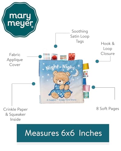 Mary Meyer Taggies Starry Night Teddy Soft Book pages show light-to-dark night blue for visual tracking