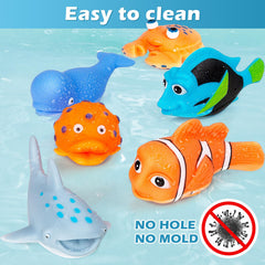 Masagotti no-hole bath toy sea creatures float for imaginative playtime.