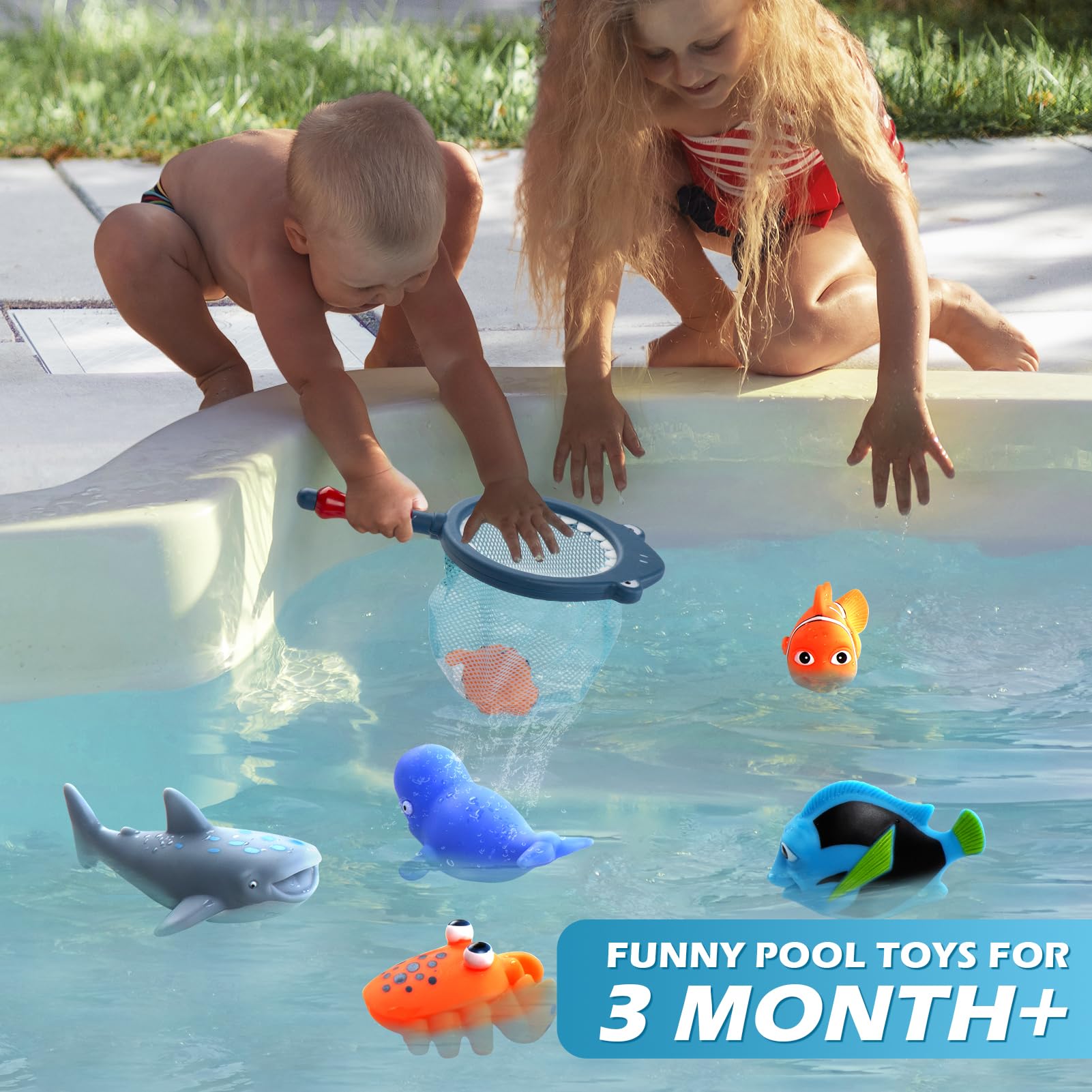 Masagotti shark net and storage idea for playful cleanup and chases.