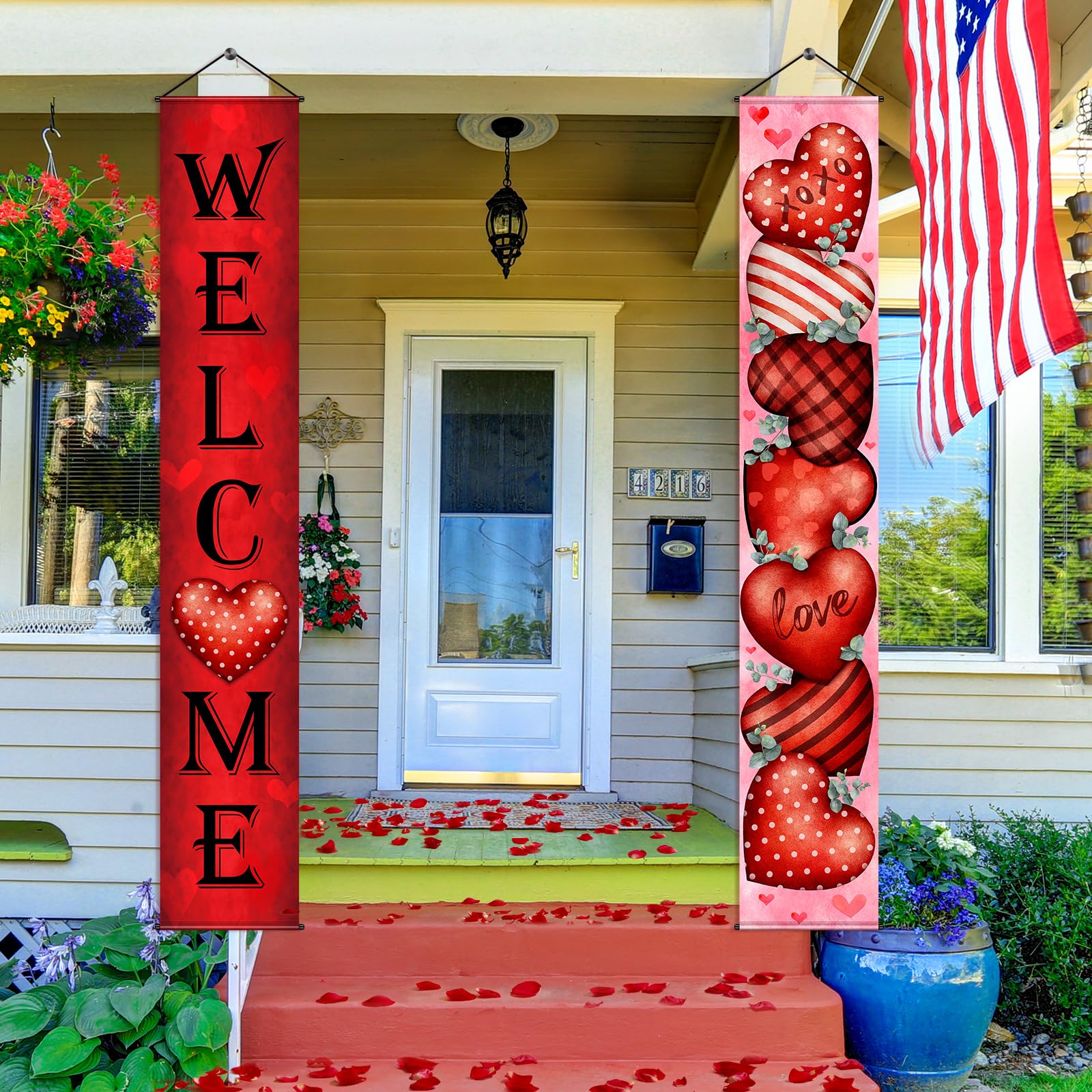 MASHAN Buffalo plaid print banner 71x12 inches enhances wedding or engagement decorations.
