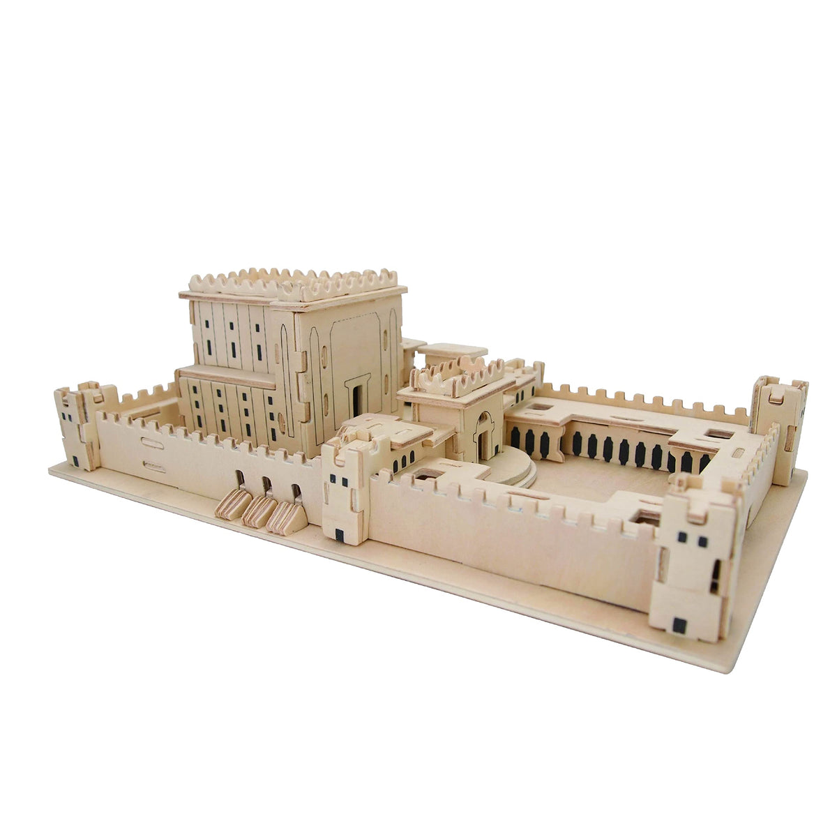 MASORET wooden 3D Jerusalem temple model kit parts ready for precise, engaging assembly for display.