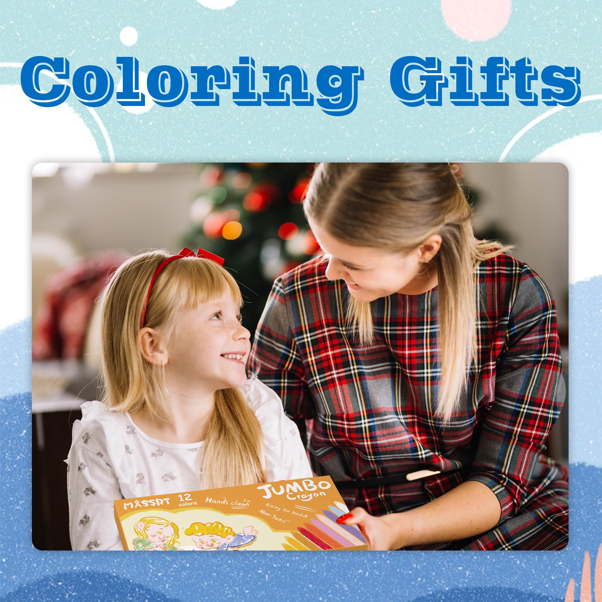 MASSRT gift-ready art crayon set for kids' birthdays or holidays.