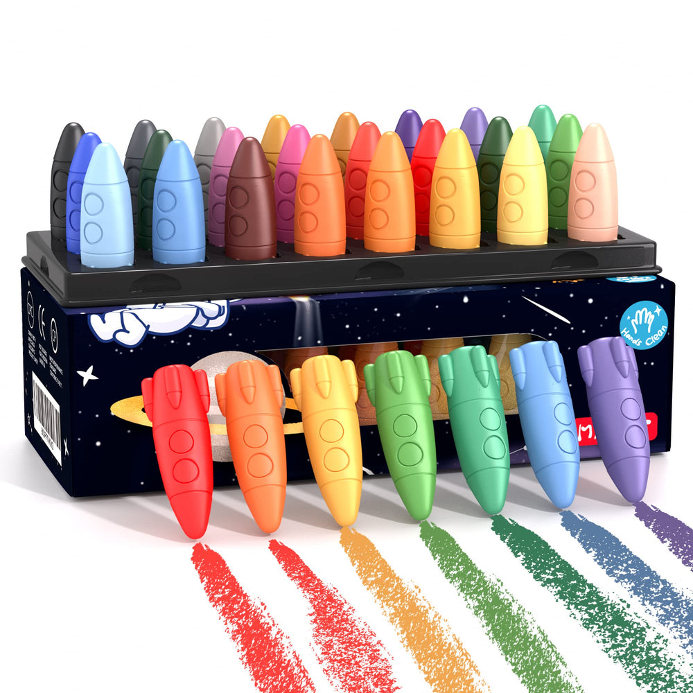 MASSRT Space Crayons rocket-shape grip for tiny hands.