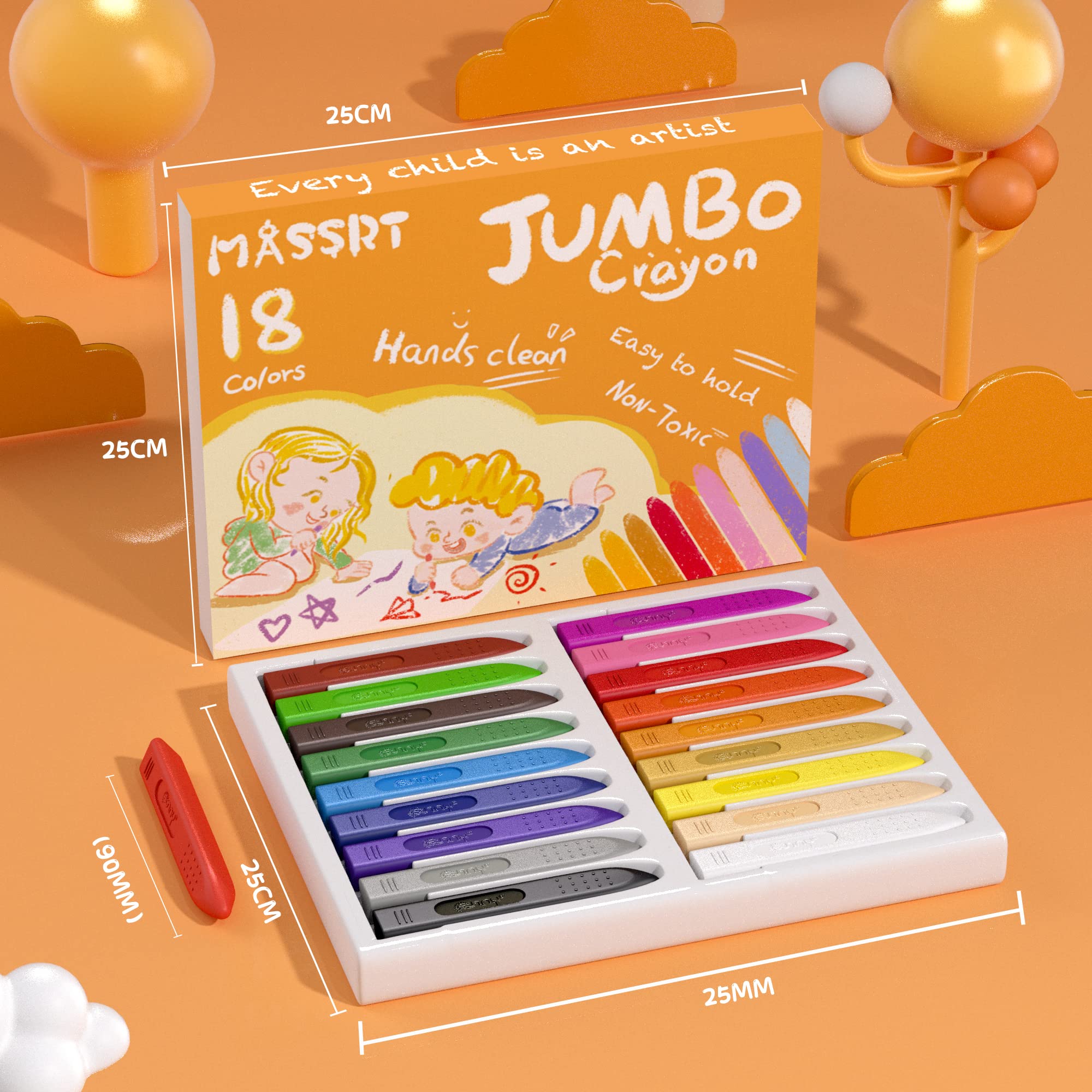 Toddler friendly design MASSRT triangle crayons for grip