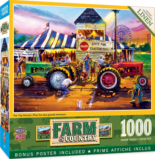 MasterPieces 1000-piece jigsaw puzzle ready to assemble with durable pieces.