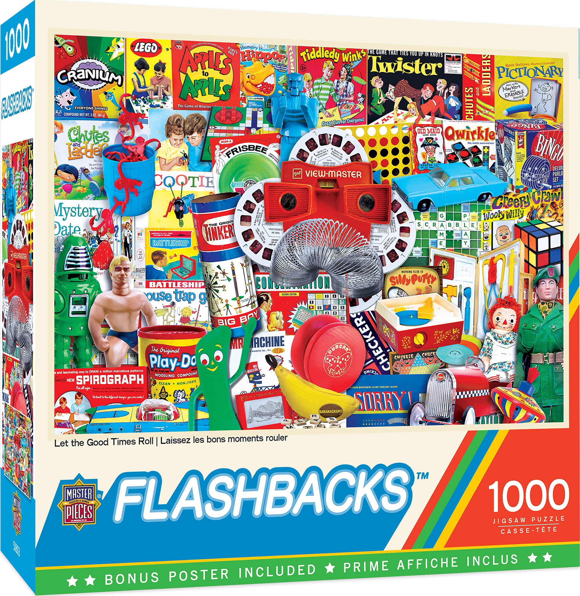 MasterPieces 1000-piece puzzle with Let the Good Times Roll design promotes family bonding.
