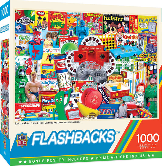 MasterPieces 1000-piece puzzle with Let the Good Times Roll design promotes family bonding.