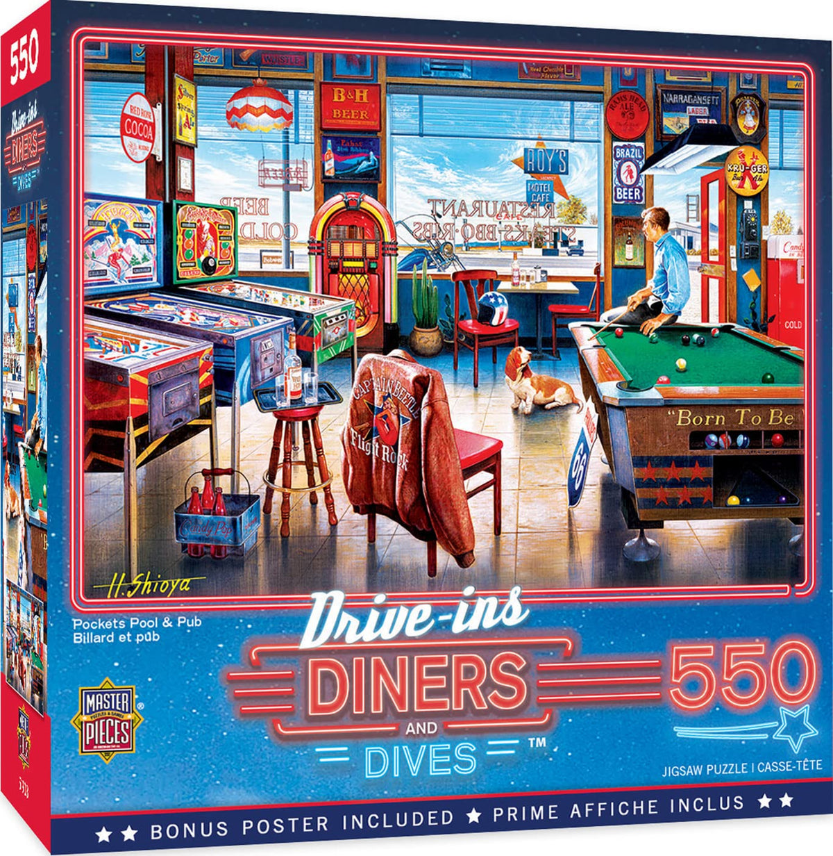 MasterPieces pockets pool and pub puzzle 18x24 image; ideal for family game night.