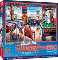 MasterPieces pockets pool and pub puzzle 18x24 image; ideal for family game night.