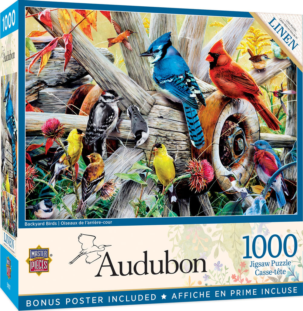 MasterPieces Backyard Birds puzzle cover image for family puzzle nights