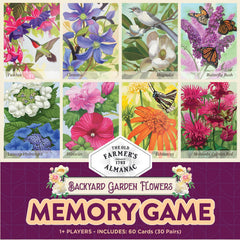 MasterPieces Backyard Flowers Memory Game card featuring field-guide florals for adults to sharpen memory