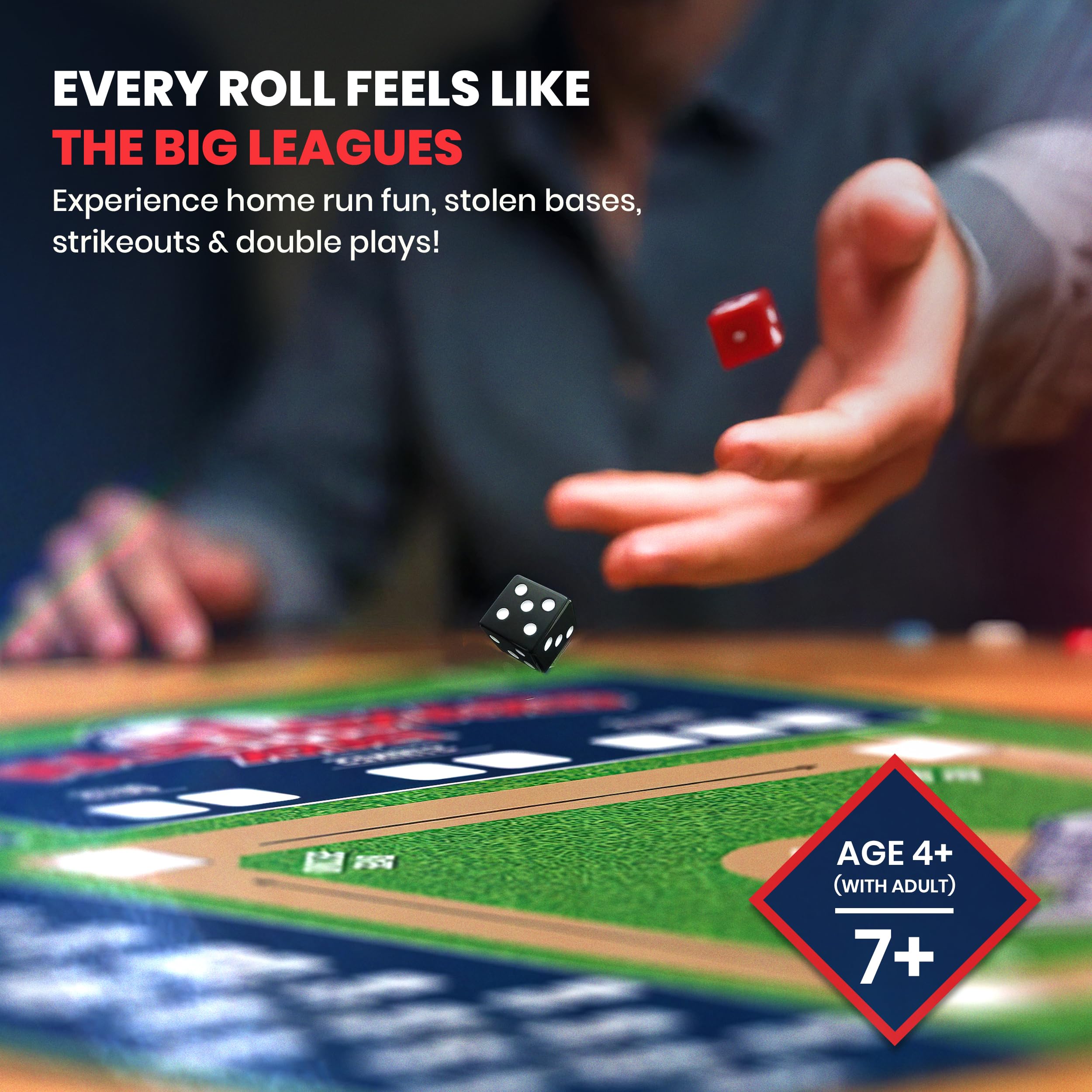 Masterpieces Baseball Dice Board Game stadium board and components ready for quick rounds