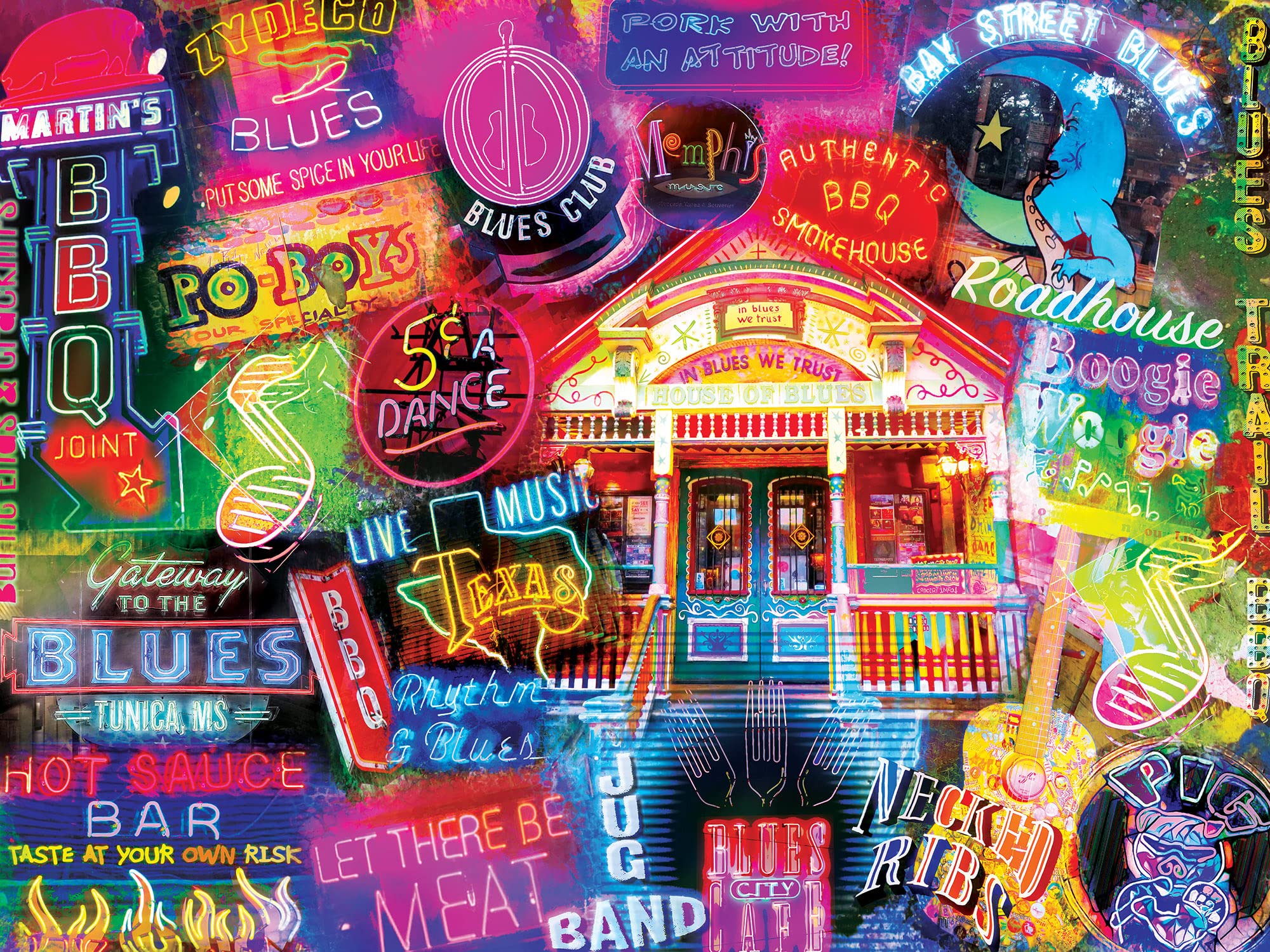 MasterPieces BBQ & Blues puzzle pieces show interlocking design for stable assembly.