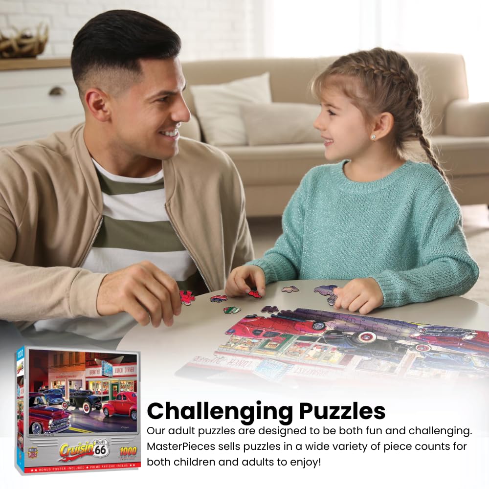 MasterPieces Bomber Command Café puzzle on table during cozy family night.