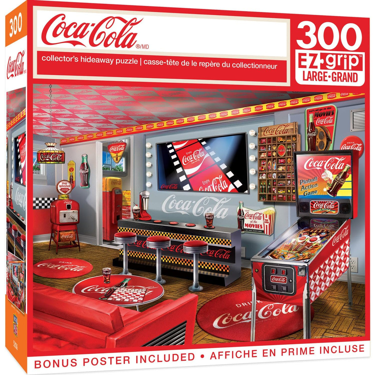 MasterPieces Coca-Cola Collector's Hideaway 300pc Ezgrip puzzle for family night and cognitive challenge