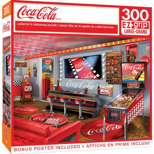 MasterPieces Coca-Cola Collector's Hideaway 300pc Ezgrip puzzle for family night and cognitive challenge