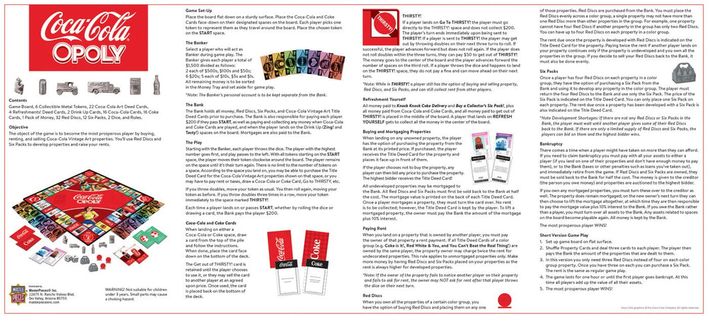 MasterPieces Coca-Cola Opoly Coke cards for engaging brand history prompts.