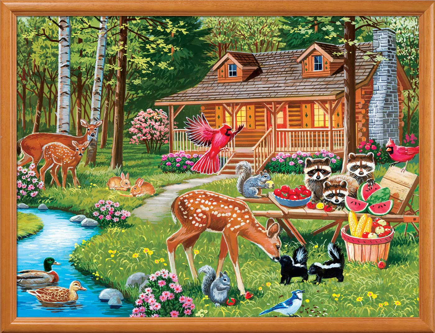 MasterPieces Creekside Gathering matte finish reduces glare for comfortable puzzling
