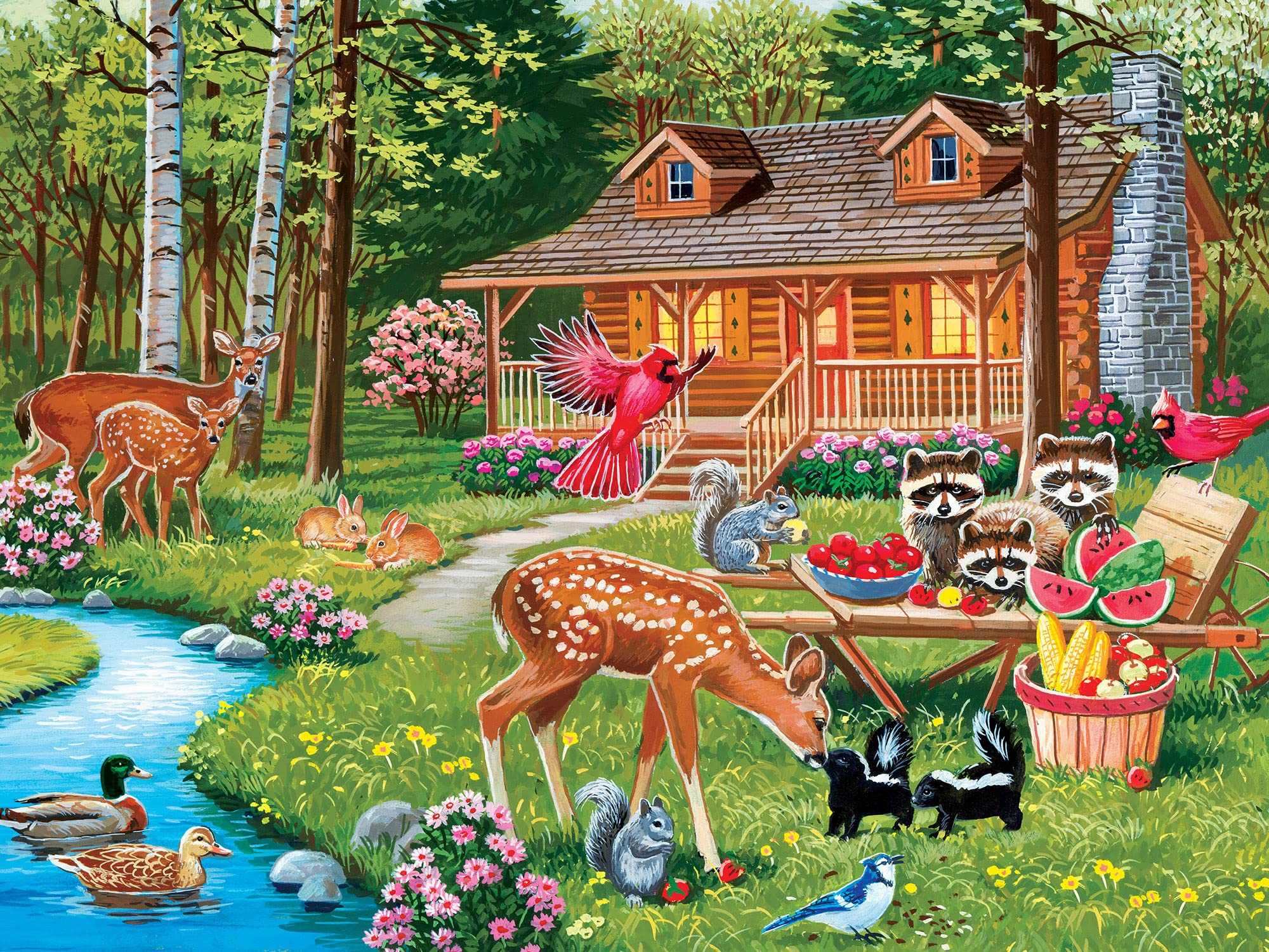 MasterPieces Creekside Gathering pieces on table offering varied shapes for a challenging session