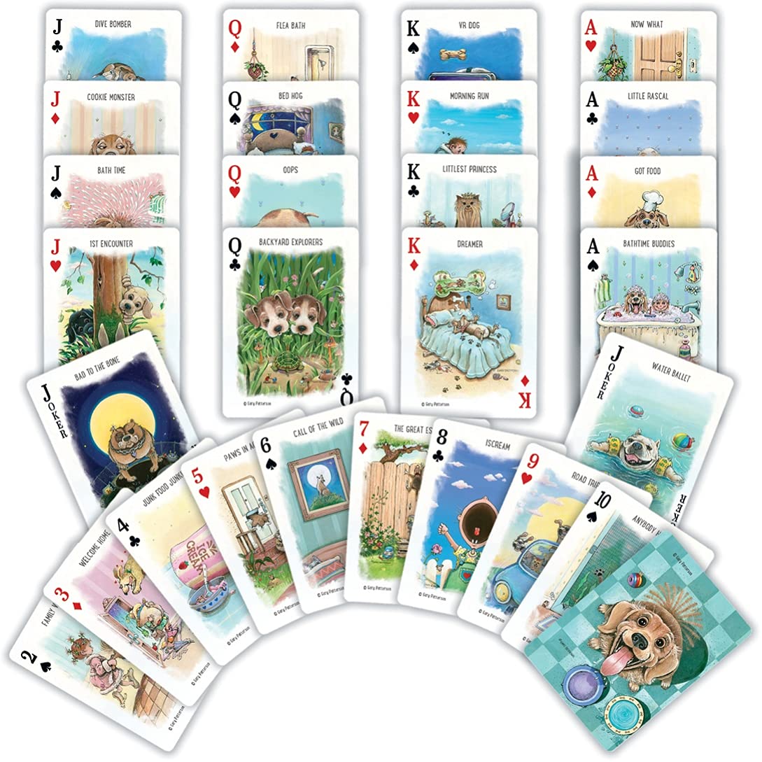 MasterPieces dogs playing cards two-jokers—classic deck with extra humor and surprise.