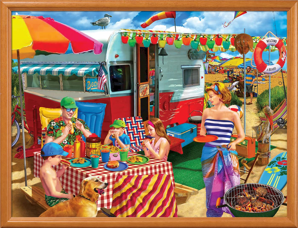MasterPieces family game night with a coast puzzle encourages teamwork.