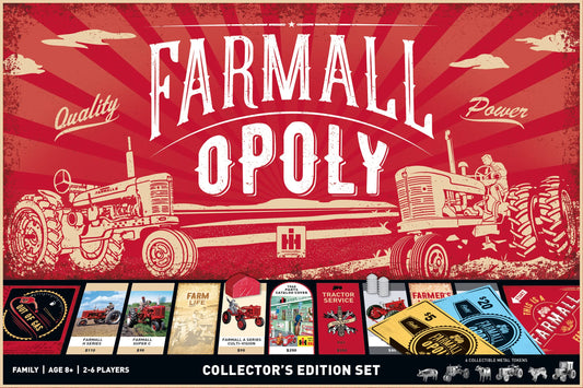 MasterPieces Farmall Opoly game board with vibrant farm scene for family play