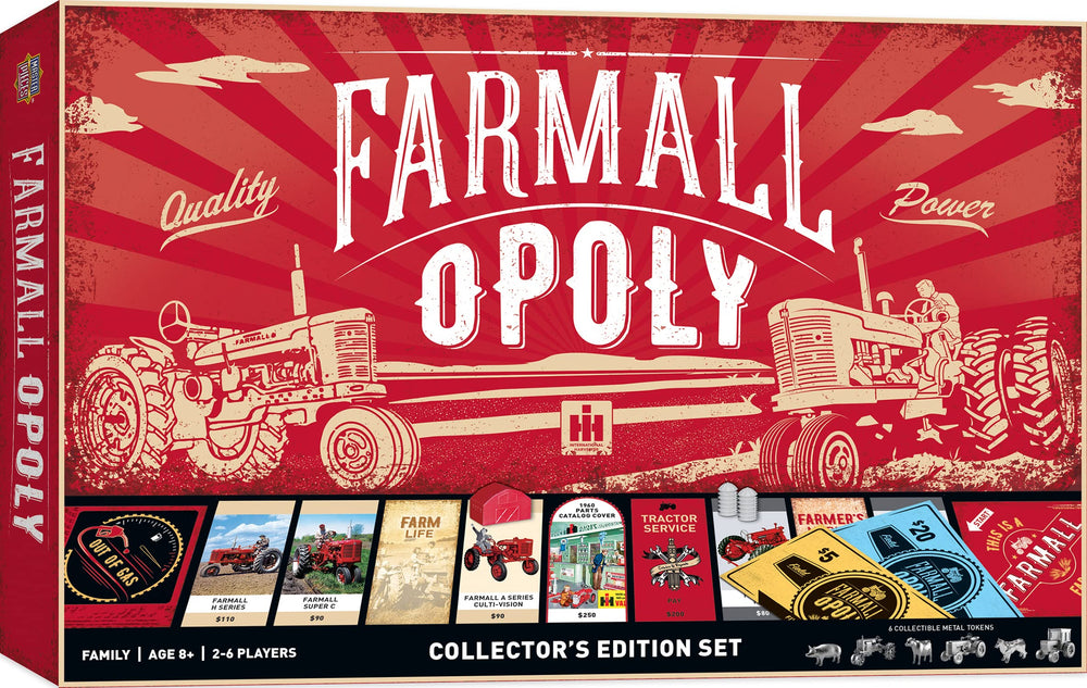 MasterPieces Farmall tractor tokens providing tactile, collectible gameplay