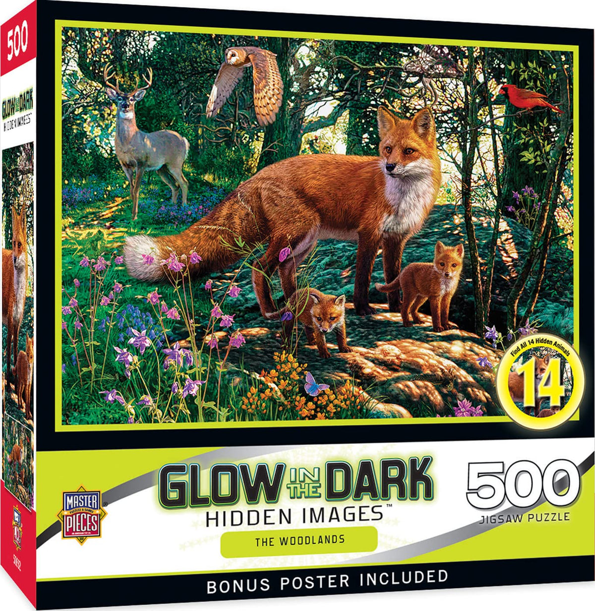MasterPieces glow puzzle cover featuring glow-in-the-dark accents for cozy evenings