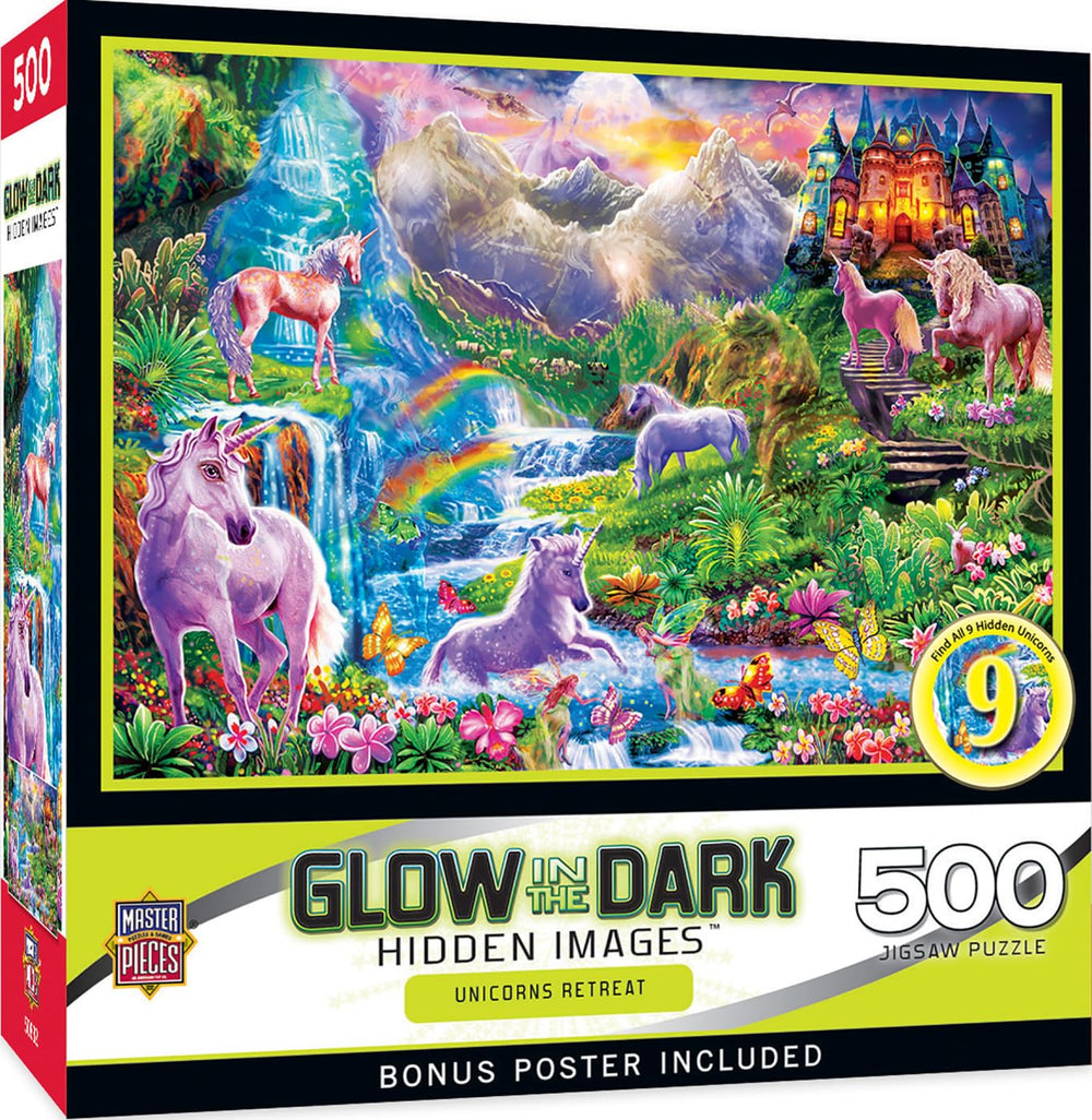 MasterPieces glow-in-the-dark unicorns puzzle for immersive nighttime play