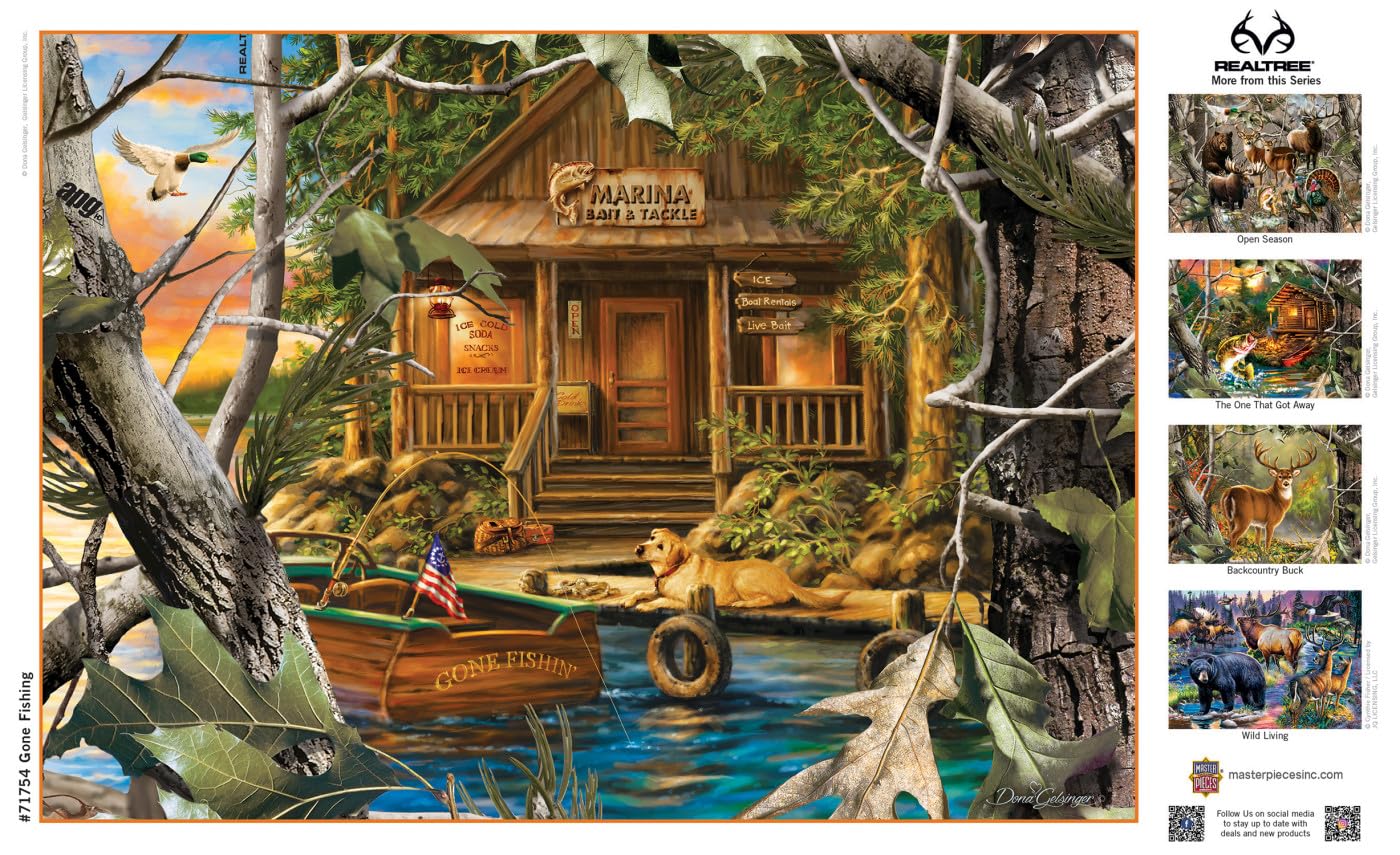 MasterPieces Gone Fishing bonus poster helps guide solving.