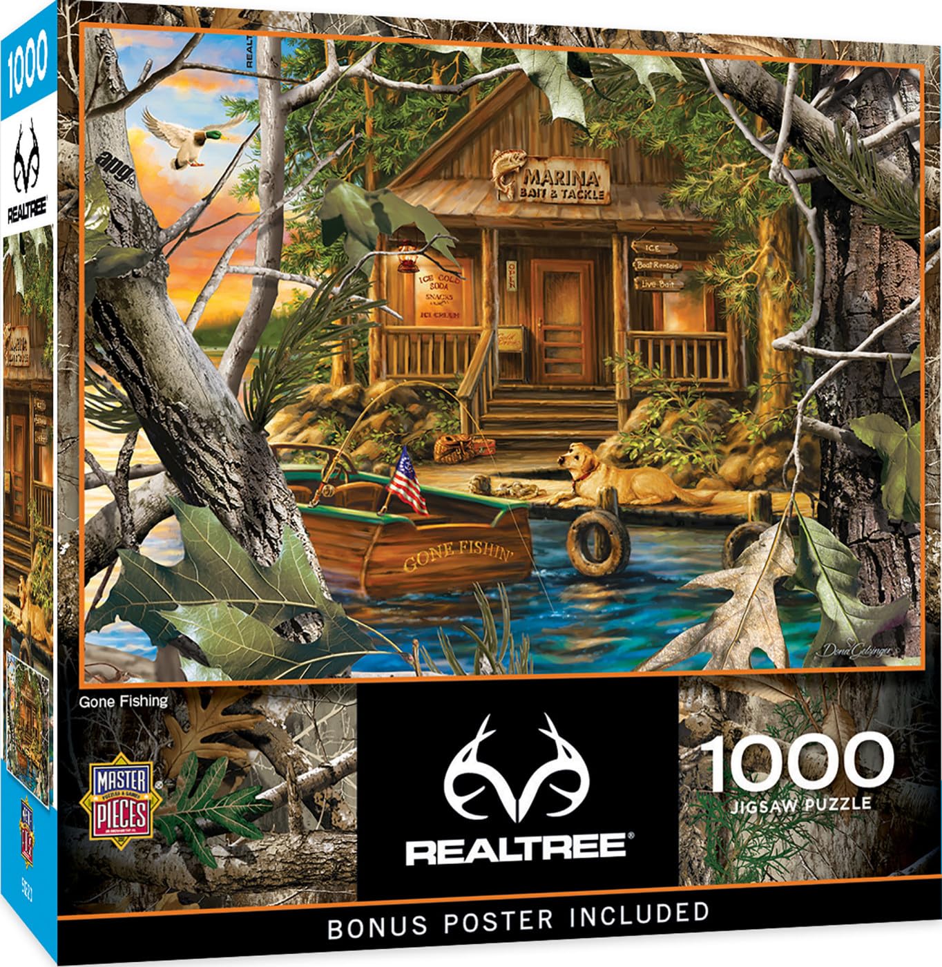 MasterPieces Gone Fishing puzzle box front, ideal gift for puzzle lovers.