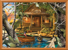 MasterPieces Gone Fishing puzzle uses random-cut pieces for varied challenges.