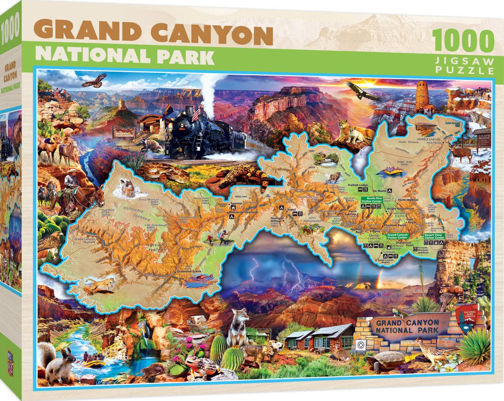 MasterPieces Grand Canyon map puzzle reveals vast canyon views for engaging family puzzle sessions.