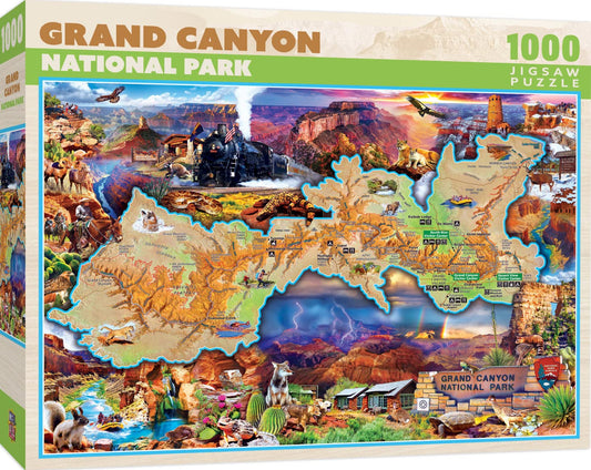 MasterPieces Grand Canyon map puzzle reveals vast canyon views for engaging family puzzle sessions.