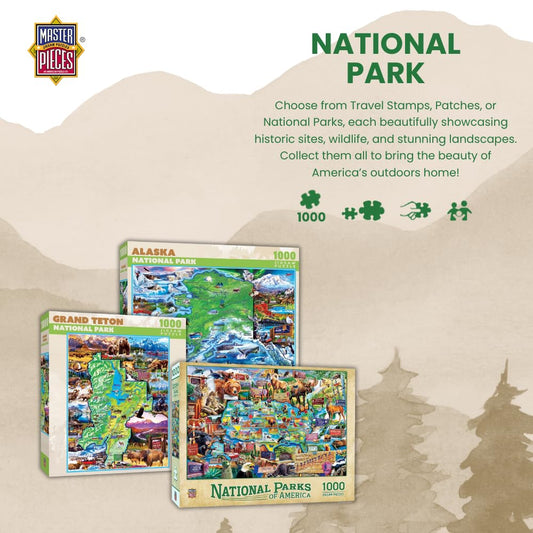 MasterPieces grizzly bear eagle whale scene enhances wildlife puzzle experience