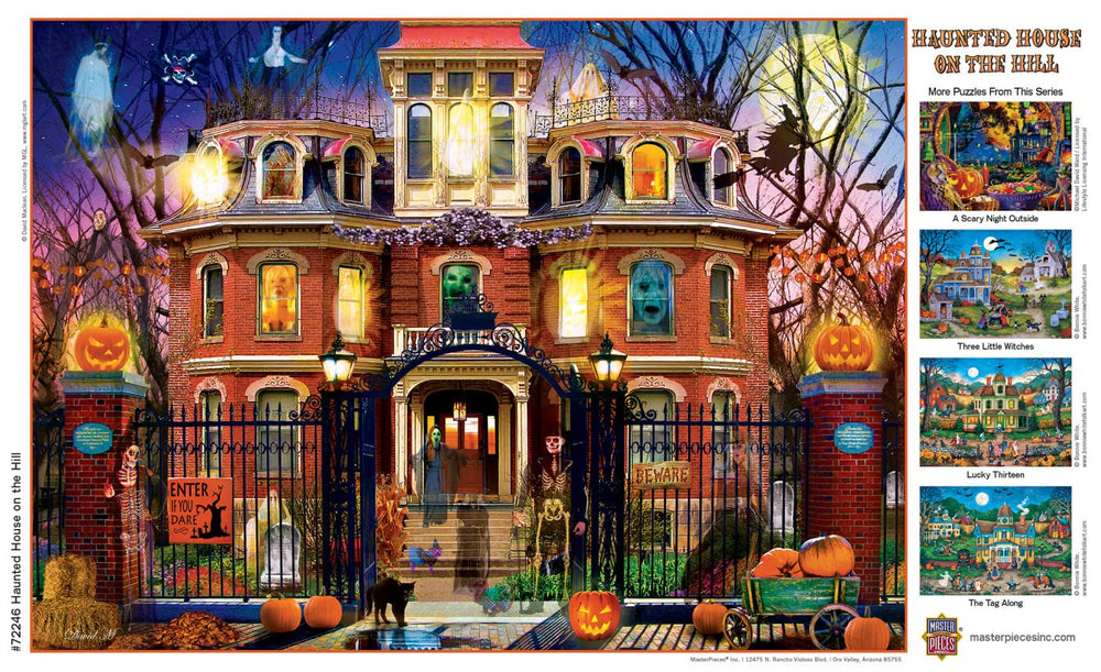 MasterPieces Haunted House on the Hill puzzle box front, sturdy packaging for gifting.
