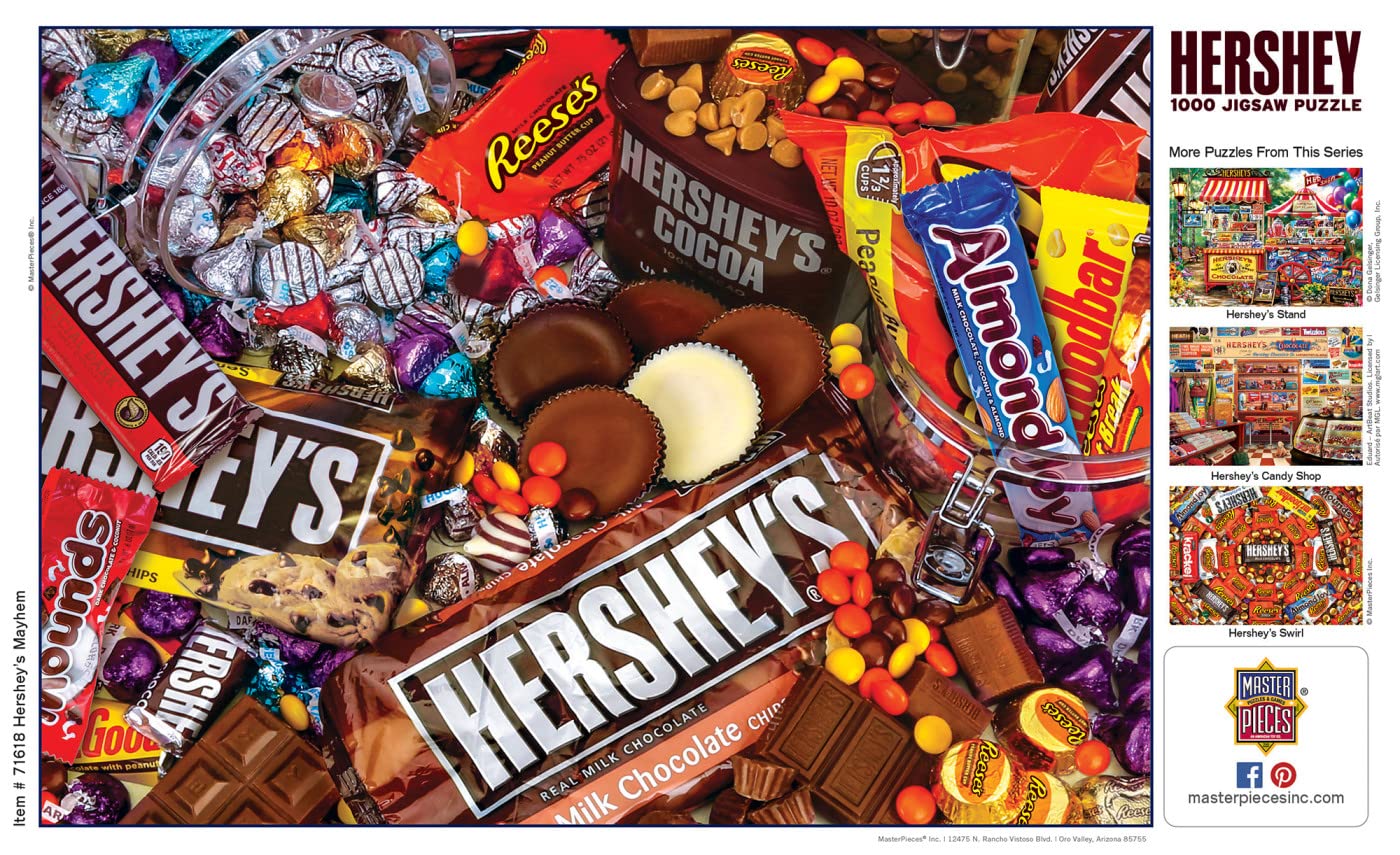MasterPieces Hershey's Mayhem poster inside provides a guide for solving.