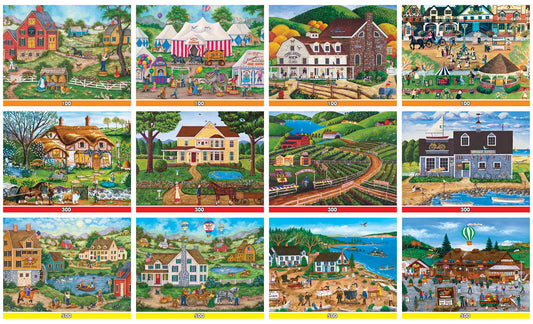 Masterpieces round 100-piece landscape puzzle supports family game night