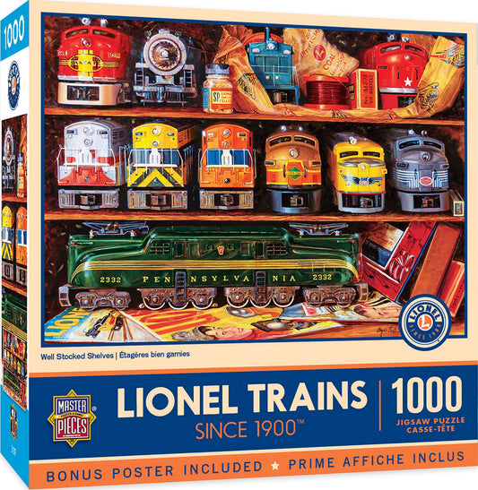 MasterPieces Lionel trains nostalgic image ideal for family puzzle night inspiration